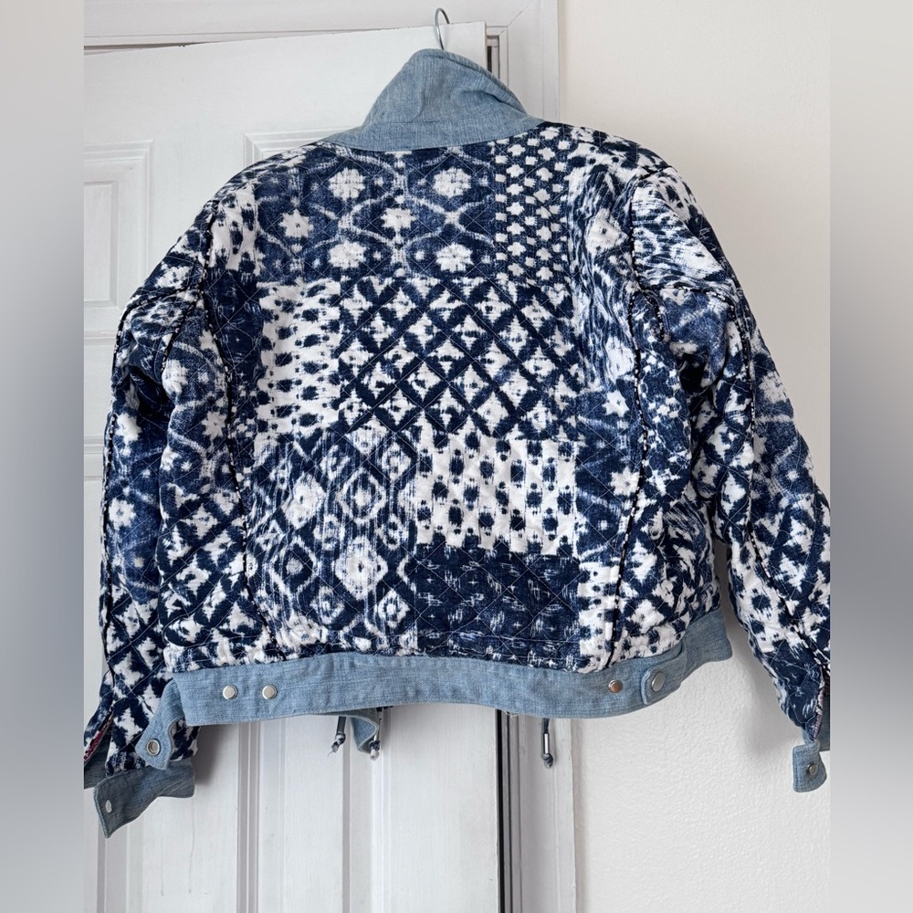 Anthropologie BlankNYC Denim-Trimmed Reversible Patchwork Jacket size M - Picture 4 of 11